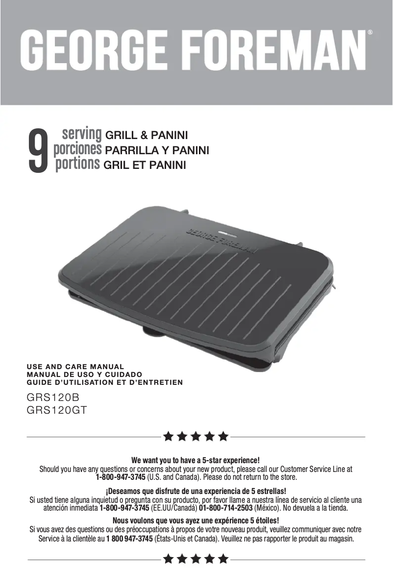 Página 1 del manual Manual de usuario George Foreman GRS120GT