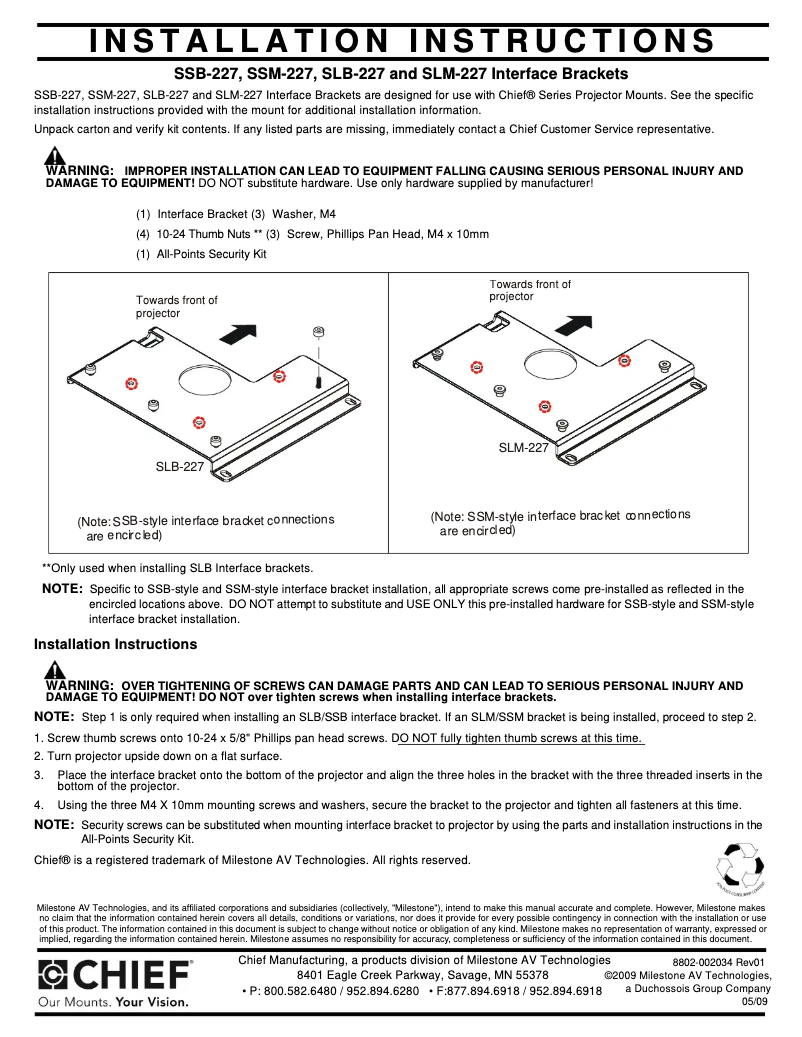 Page n°1 - Manuel utilisateur Chief RPA227
