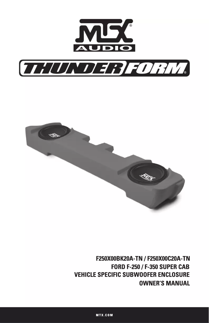 Page 1 de la notice Manuel utilisateur MTX Audio ThunderForm F-150EX-09L
