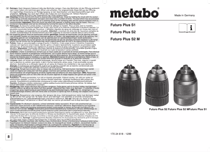 Page 1 de la notice Manuel utilisateur Metabo Futuro Plus S1