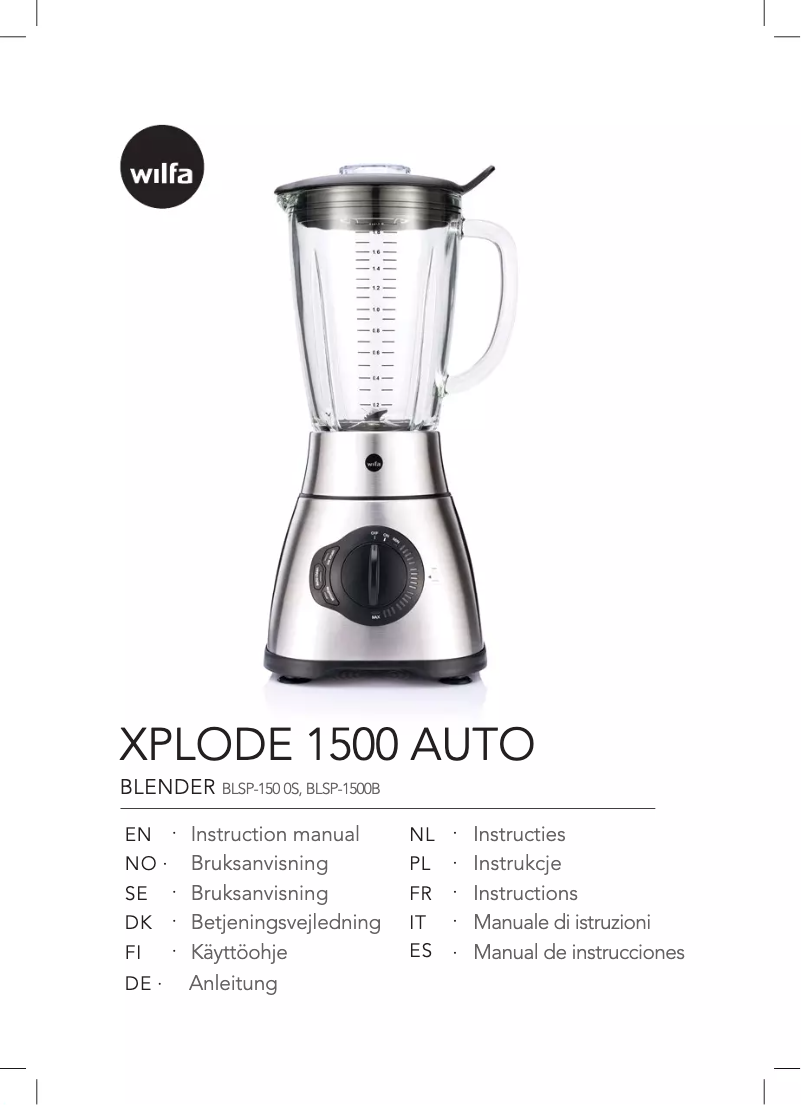 Page 1 de la notice Manuel utilisateur Wilfa XPLODE 1500 AUTO BLSP-1500B