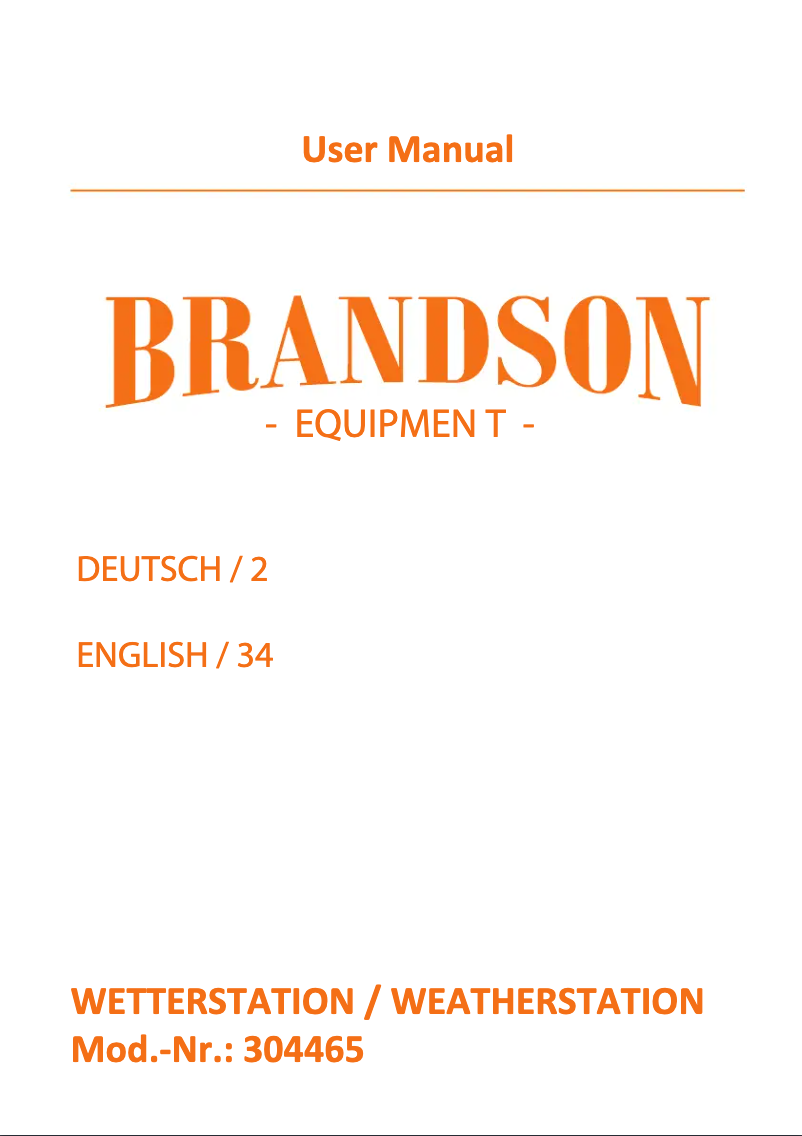 Page 1 of the manual User Manual Brandson 304465