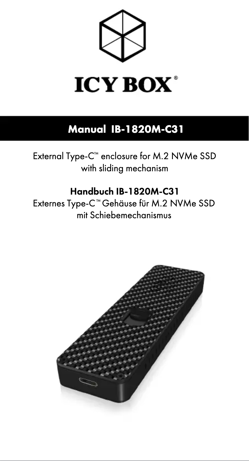 Page 1 de la notice Manuel utilisateur Icy Box IB-1820M-C31