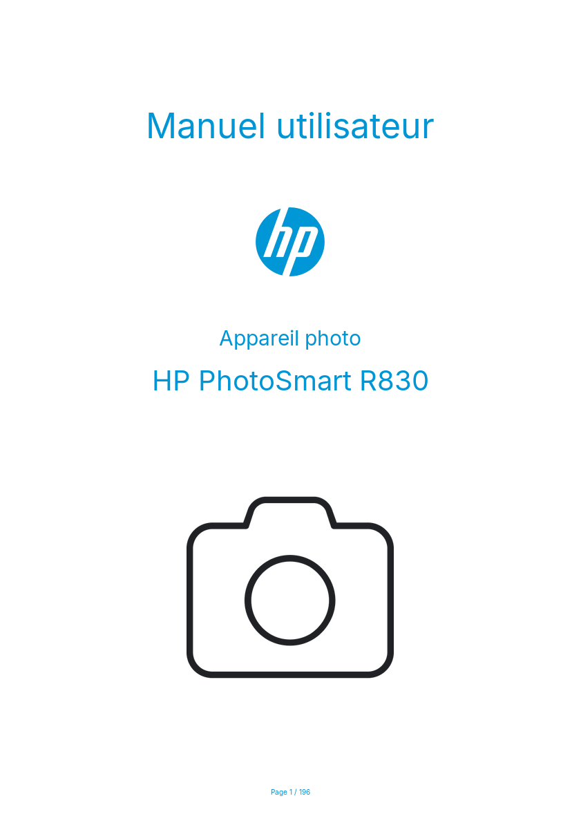 Page n°1 - Manuel utilisateur HP PhotoSmart R830
