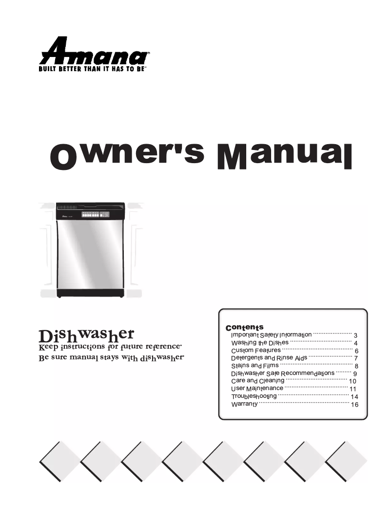 Page n°1 - Manuel utilisateur Amana ADW750EAC