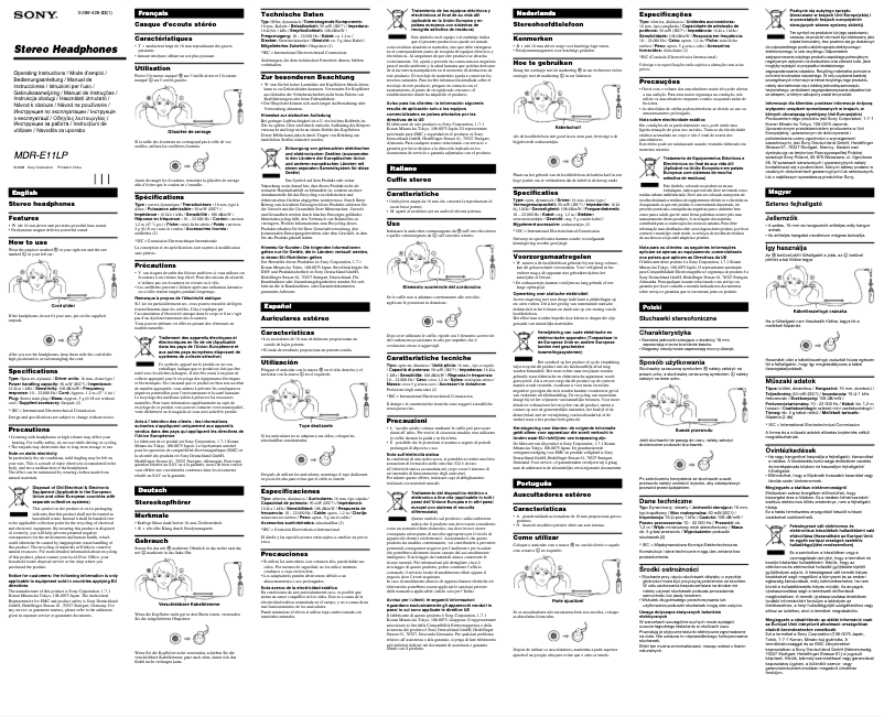 Page 1 de la notice Manuel utilisateur Sony MDR-E11LP