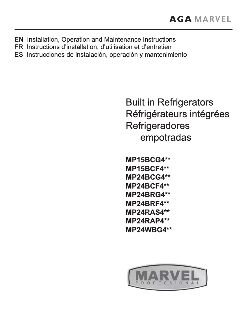 Page n°1 - Manuel utilisateur Marvel MP24RAS4LS