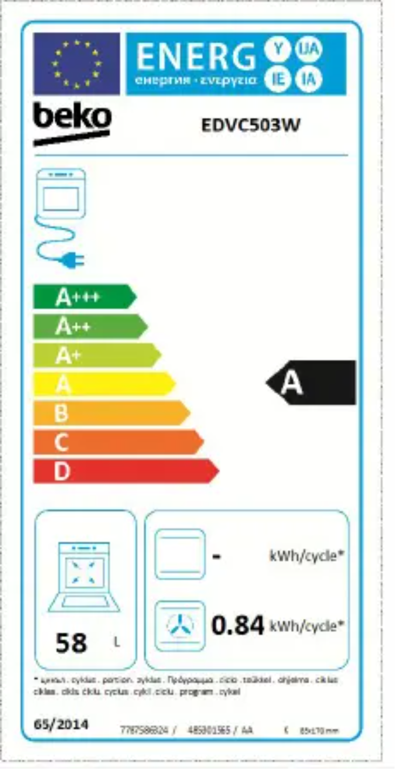 Page 1 de la notice Manuel utilisateur Beko EDVC503