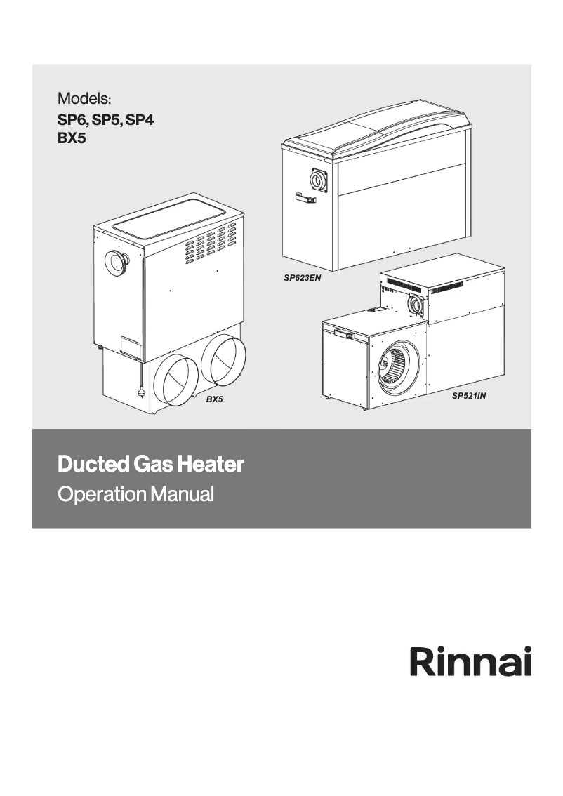 Page 1 of the manual User Manual Rinnai SP5 Series RSP530IN