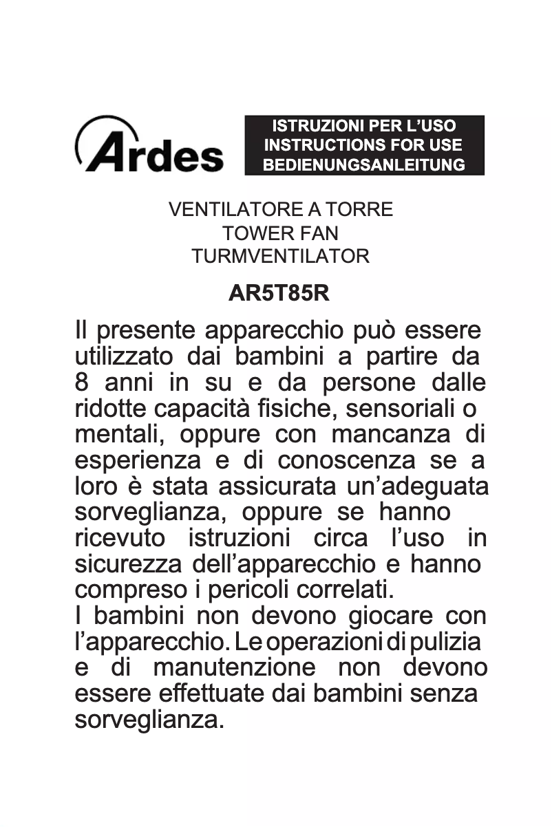 Page 1 de la notice Manuel utilisateur Ardes AR5T85R