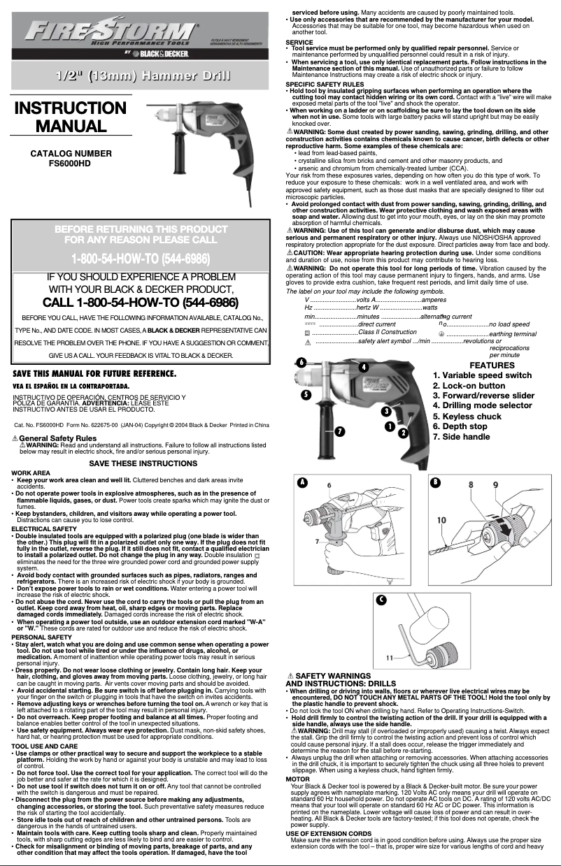 Page 1 de la notice Manuel utilisateur Black & Decker FS6000HD