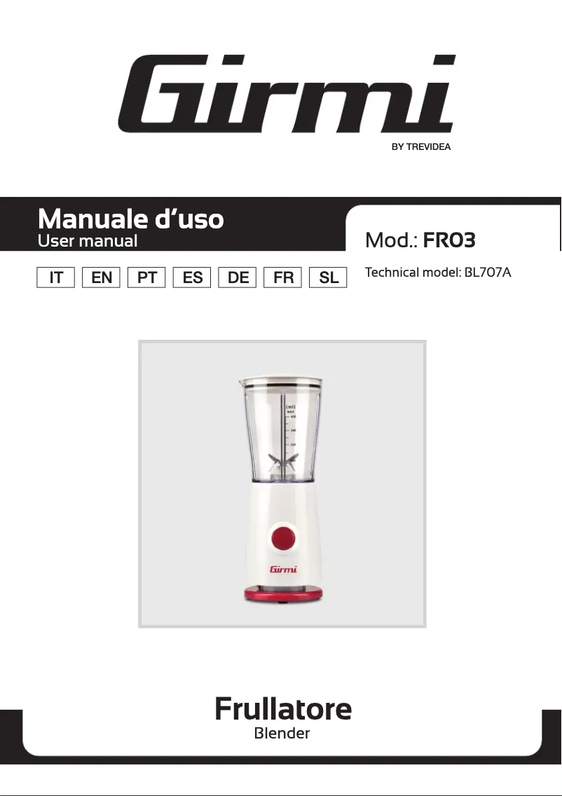 Page 1 de la notice Manuel utilisateur Girmi FR03