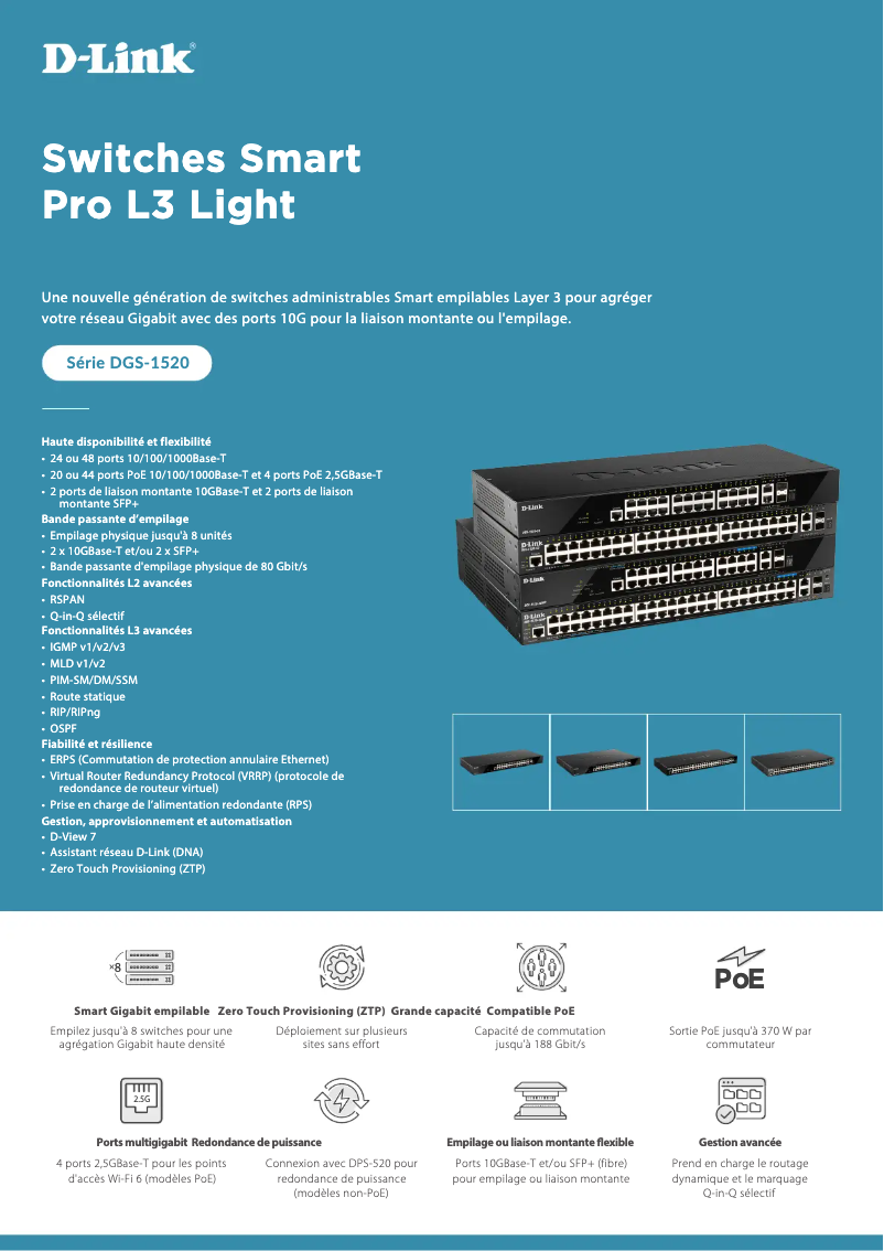 Page 1 de la notice Fiche technique D-Link DGS-1520