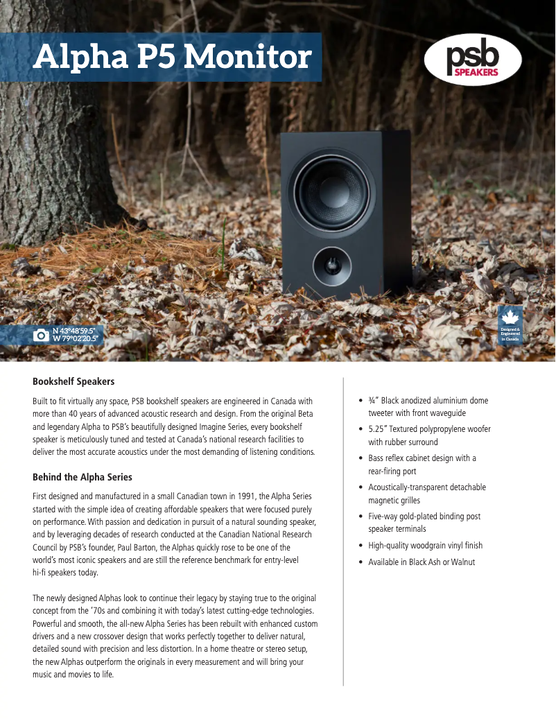 Página 1 del manual Ficha técnica PSB Alpha P5