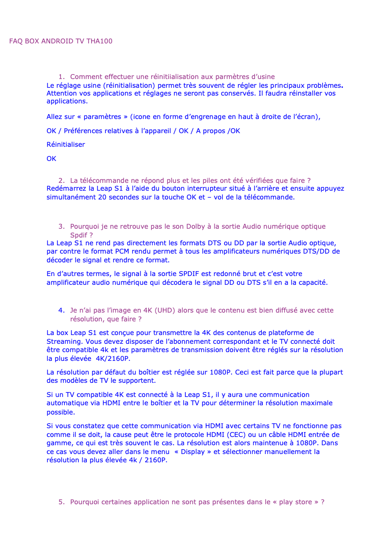 Page n°1 - FAQ Thomson THA100