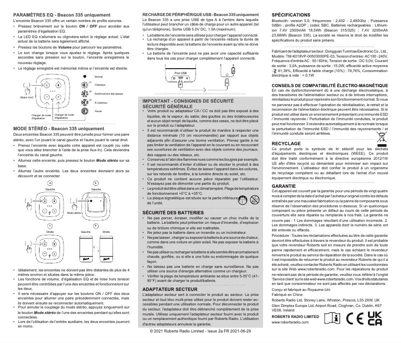 Page n°1 - Manuel utilisateur Roberts Beacon 325