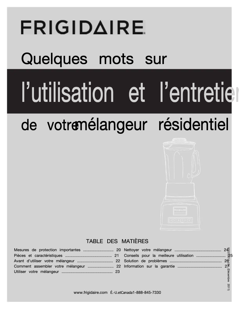 Page n°1 - Manuel utilisateur Frigidaire FPJB56B7MS