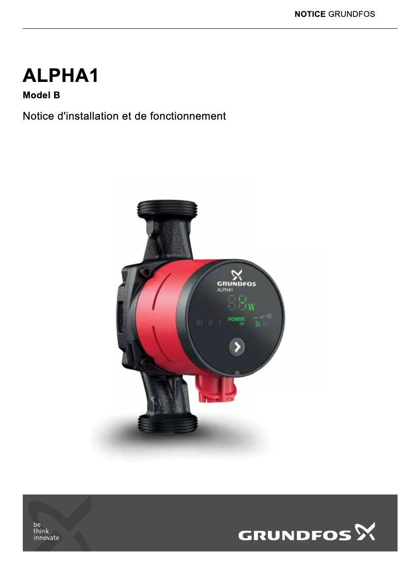 Page n°1 - Guide d'installation Grundfos ALPHA1