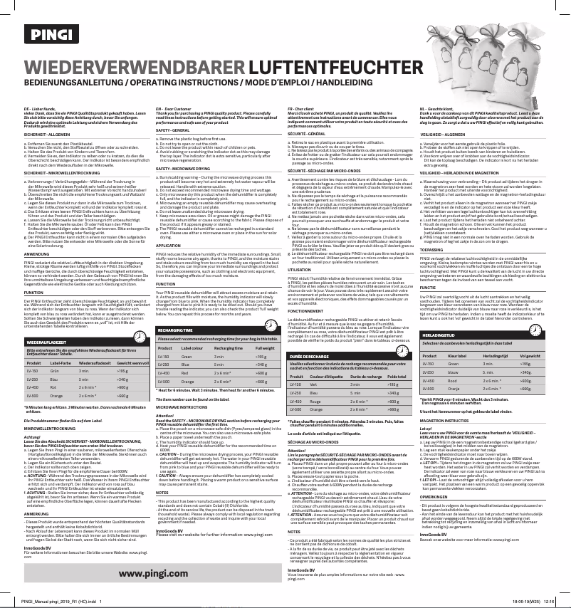 Page n°1 - Manuel utilisateur Pingi LV-150