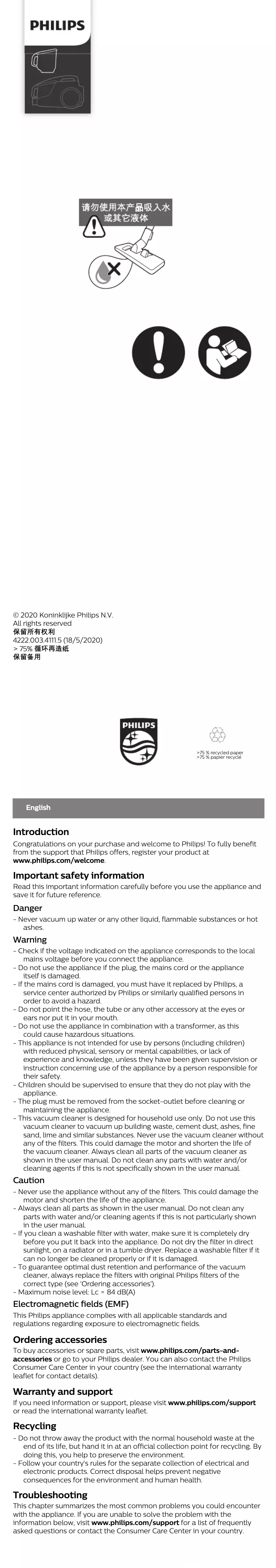 Imagen de la primera página del manual del dispositivo EasyGo FC8085