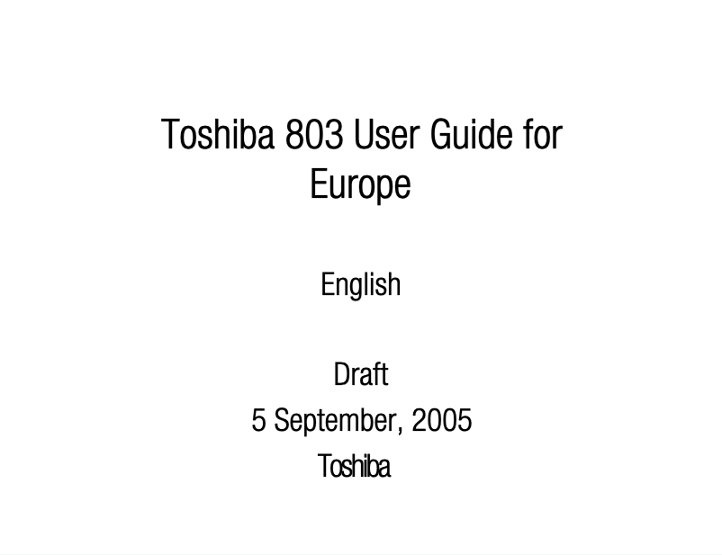 Page n°1 - Manuel utilisateur Toshiba TS803