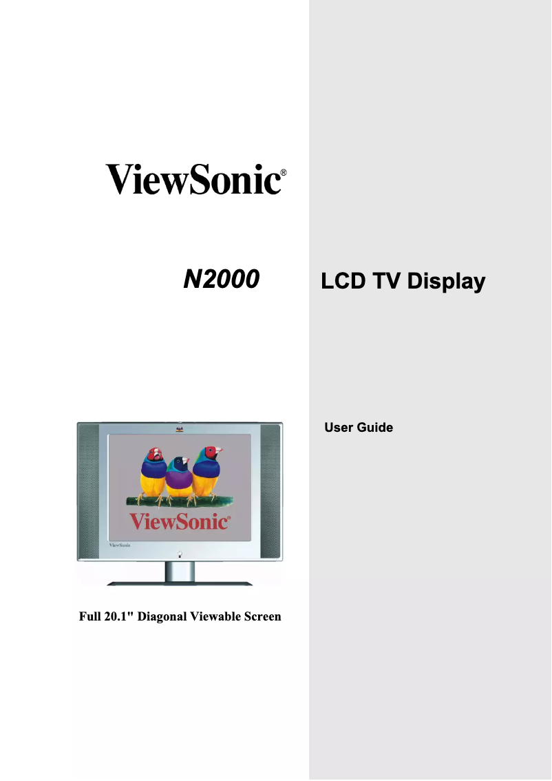 Page n°1 - Manuel utilisateur Viewsonic NextVision N2000