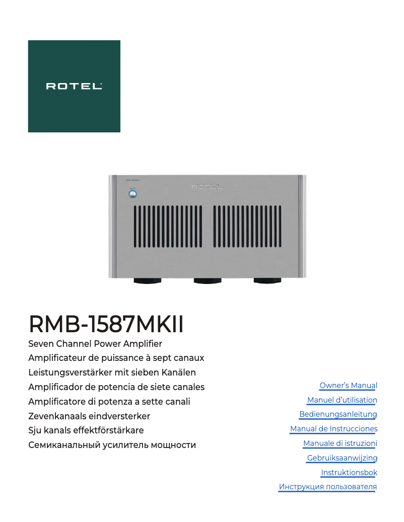 Page n°1 - Manuel utilisateur Rotel RMB-1587MKII