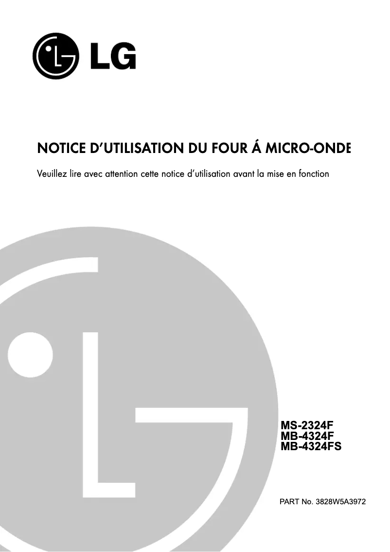 Page 1 de la notice Manuel utilisateur LG MS-2324B