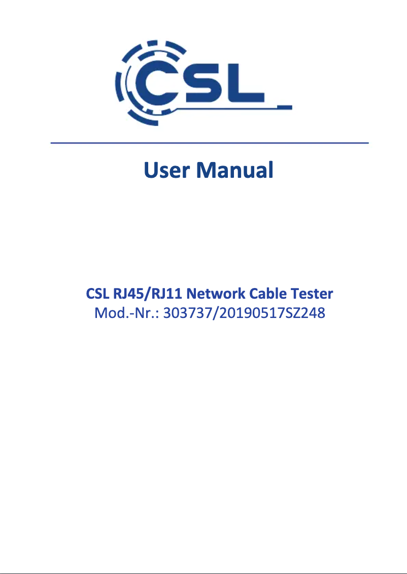 Page n°1 - Manuel utilisateur CSL 303737