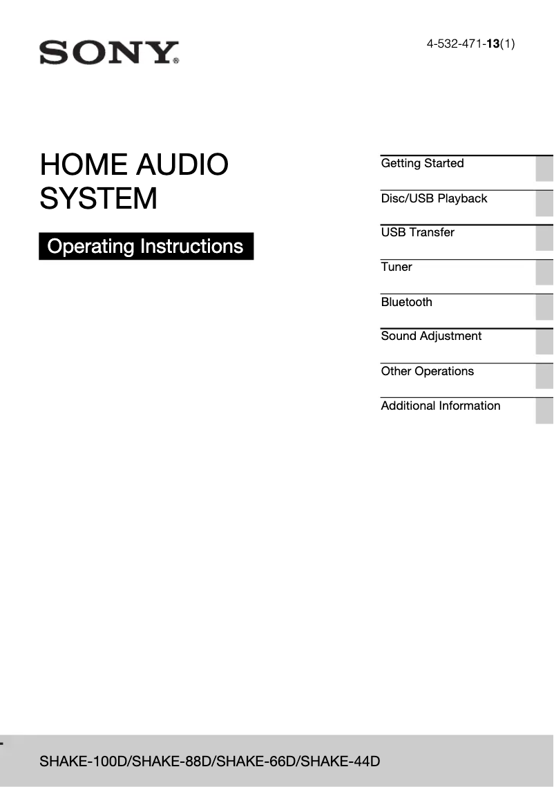 Page 1 de la notice Manuel utilisateur Sony SHAKE-88D