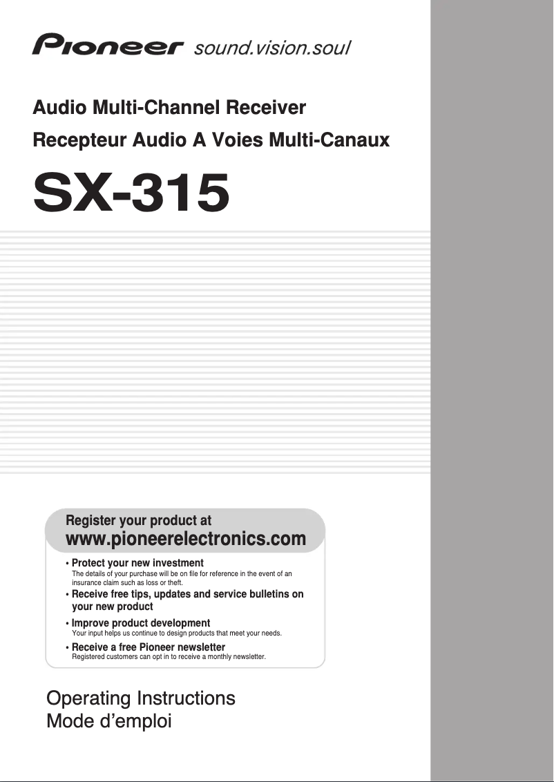 Page n°1 - Manuel utilisateur Pioneer SX-315
