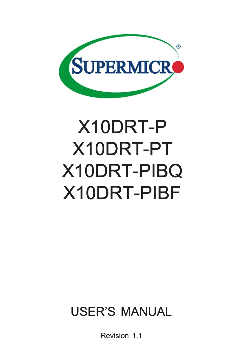 Page 1 de la notice Manuel utilisateur Supermicro X10DRT-PT