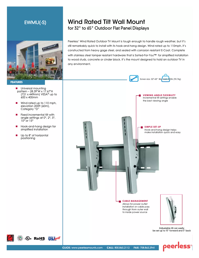 Page 1 de la notice Manuel utilisateur Peerless-AV EWMU