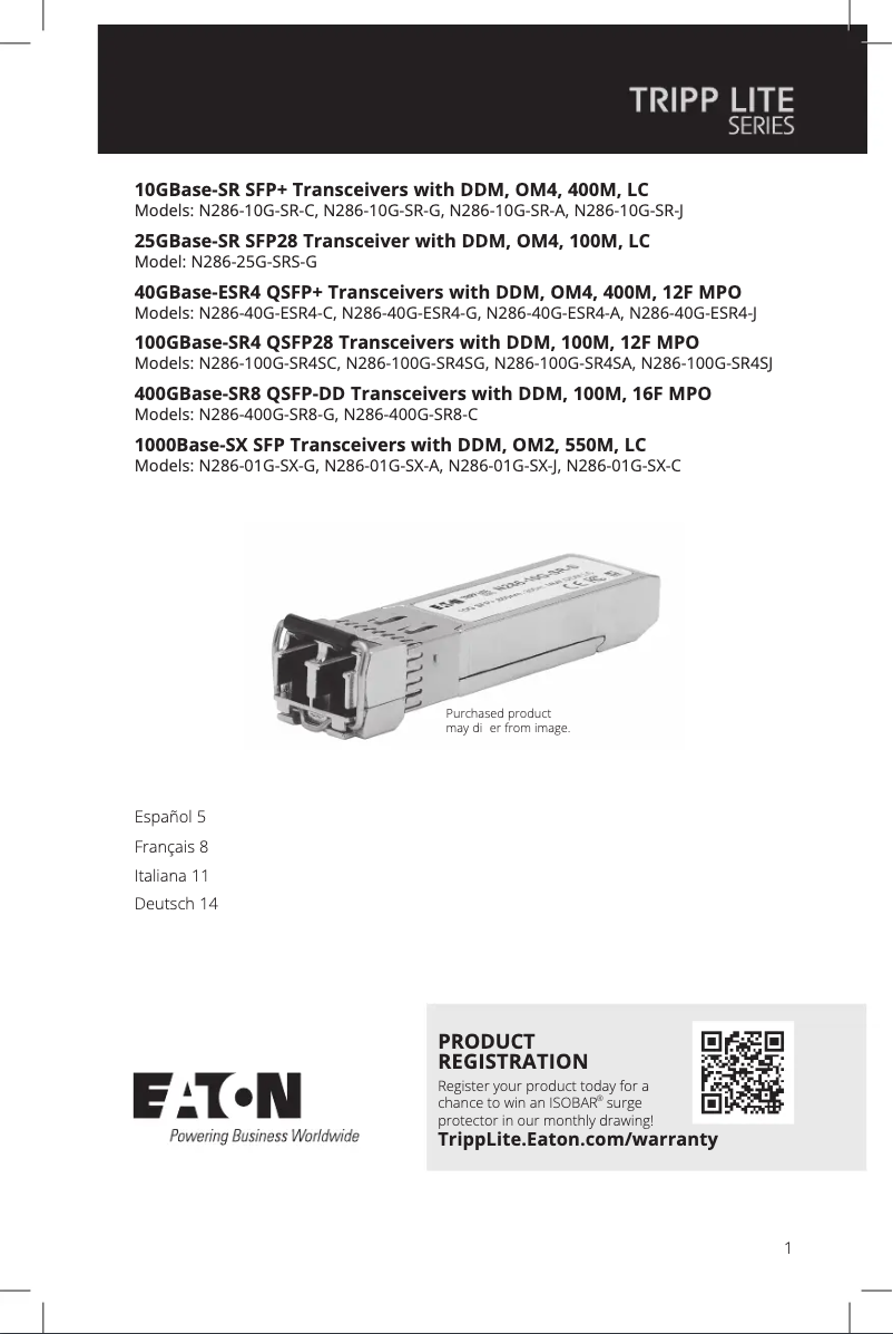 Image de la première page du manuel de l'appareil N286-40G-ESR4-C