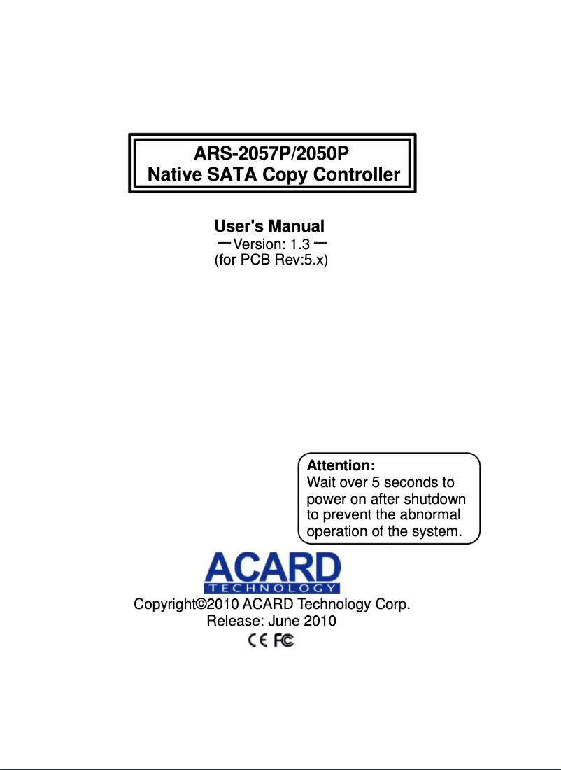 Page 1 de la notice Manuel utilisateur Acard ARS-2050P