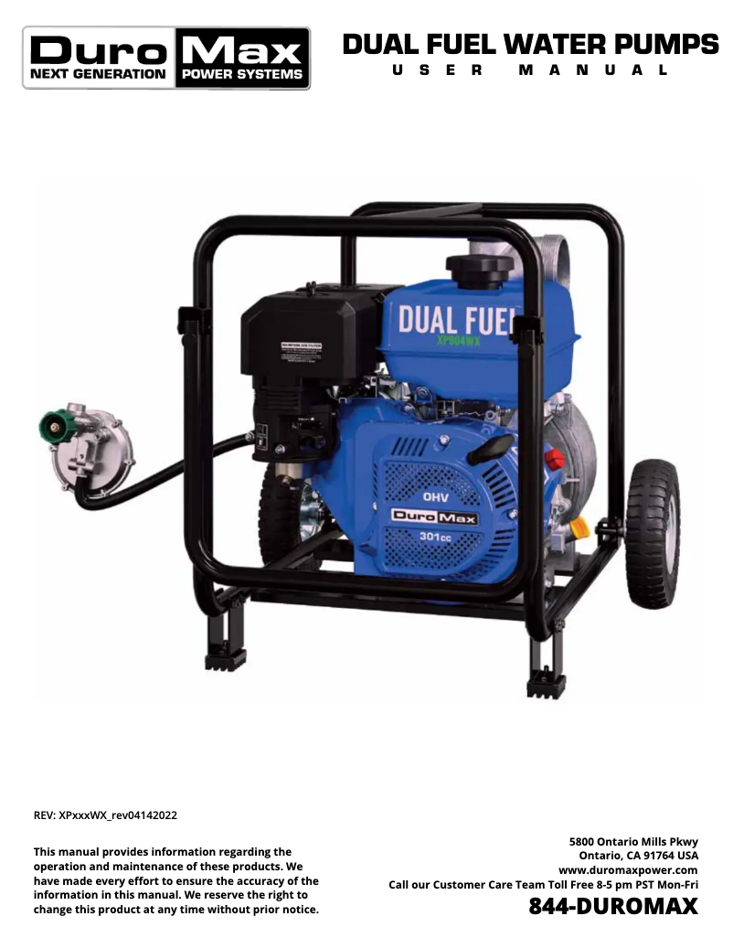 Page n°1 - Manuel utilisateur DuroMax XP904WX