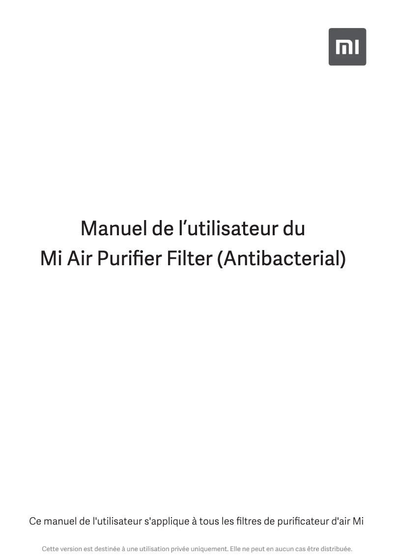 Image de la première page du manuel de l'appareil Mi Air Purifier Filter (Antibacterial)