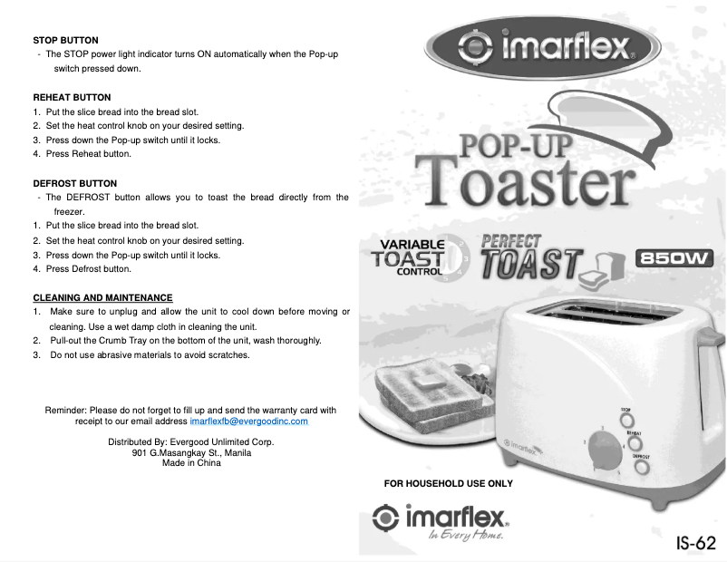 Image de la première page du manuel de l'appareil IS-62