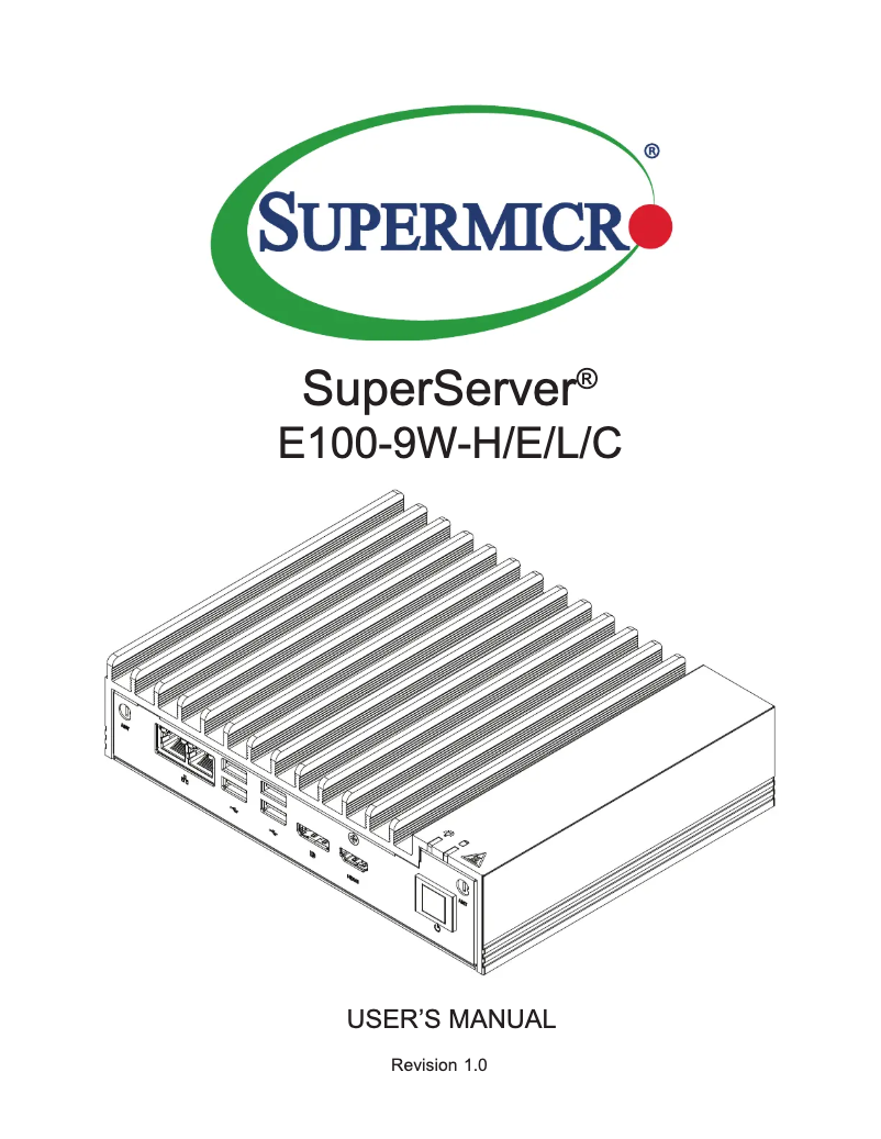 Page 1 de la notice Manuel utilisateur Supermicro SuperServer E100-9W-H