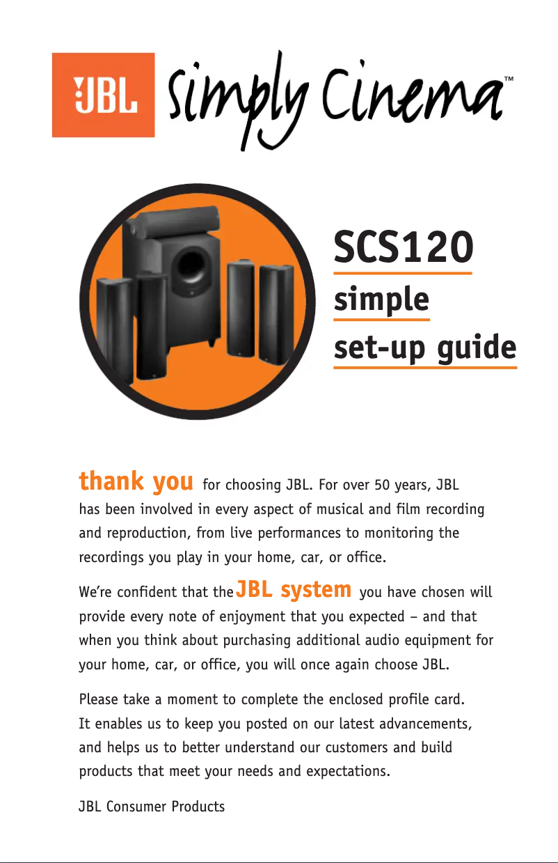 Page n°1 - Manuel utilisateur JBL SCS120