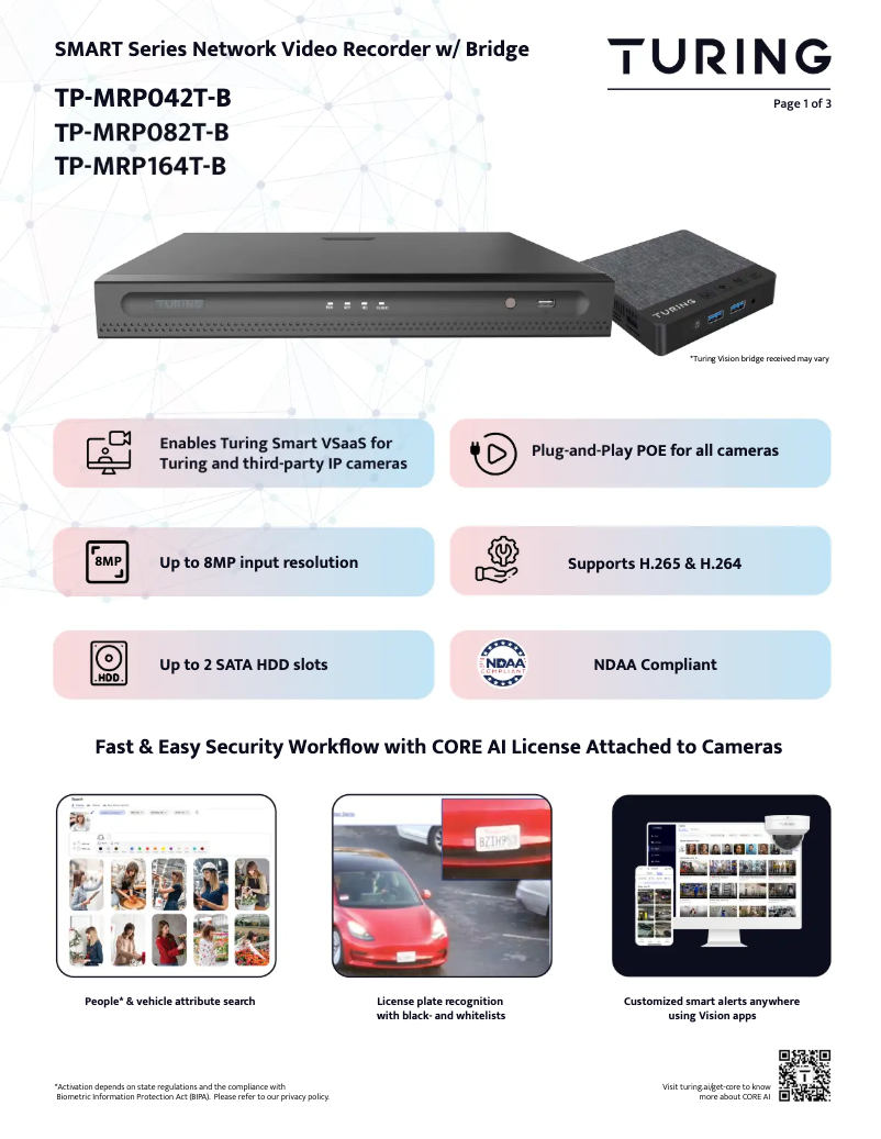 Page 1 de la notice Fiche technique Turing TRMRP164TB