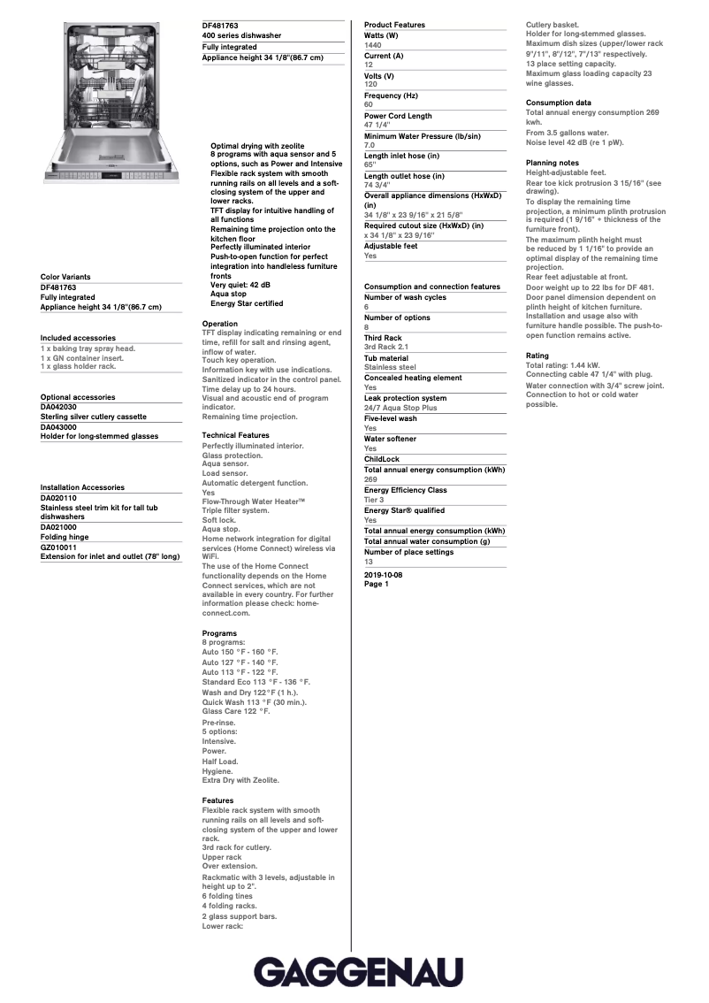 Image de la première page du manuel de l'appareil DF481763F