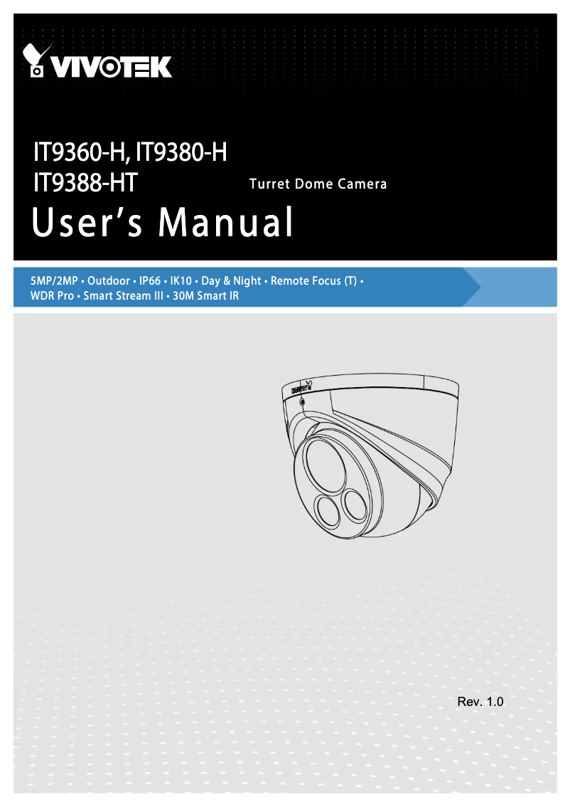 Image de la première page du manuel de l'appareil Turret Dome IT9380-H