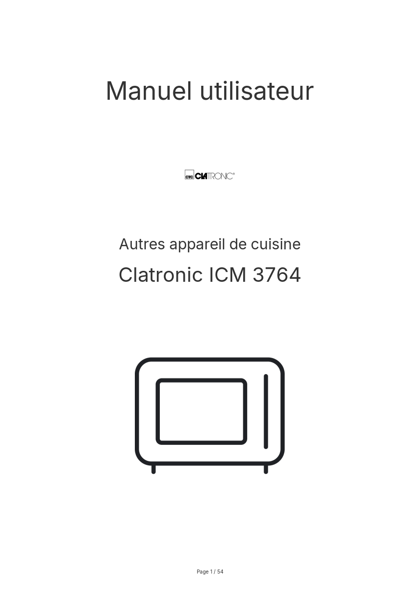 Image de la première page du manuel de l'appareil ICM 3764