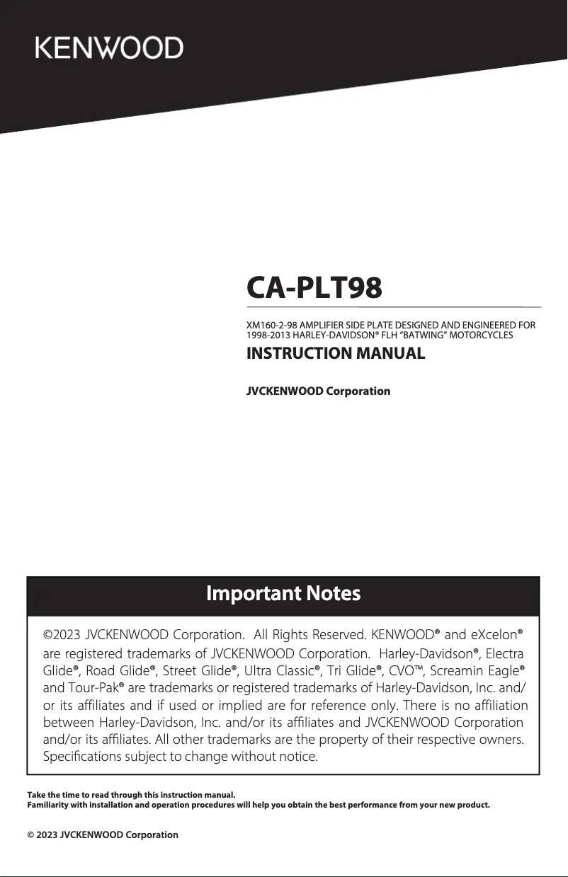 Image de la première page du manuel de l'appareil Excelon CA-PLT98