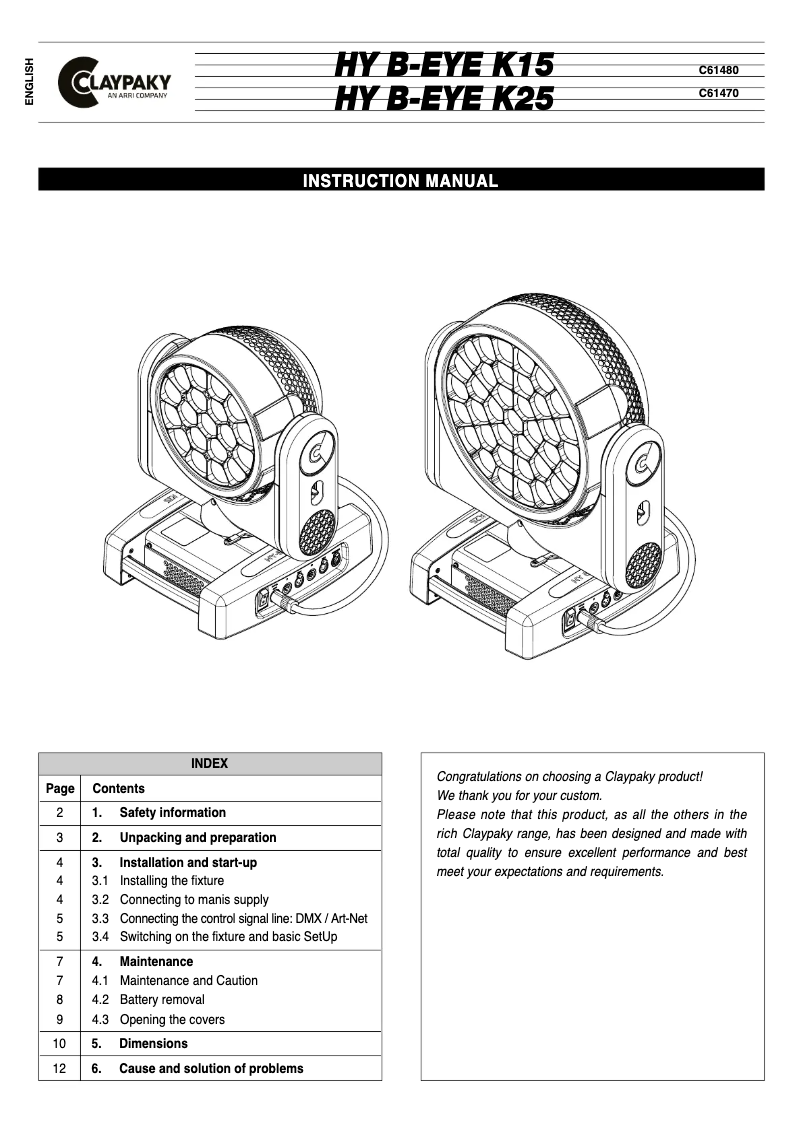 Image de la première page du manuel de l'appareil HY B-Eye K15