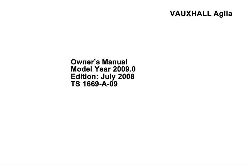 Page 1 de la notice Manuel utilisateur Opel Agila (2008)