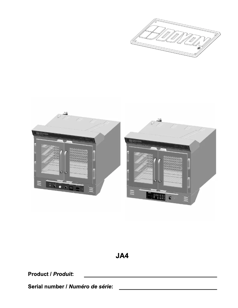 Page 1 de la notice Manuel utilisateur Doyon JA4