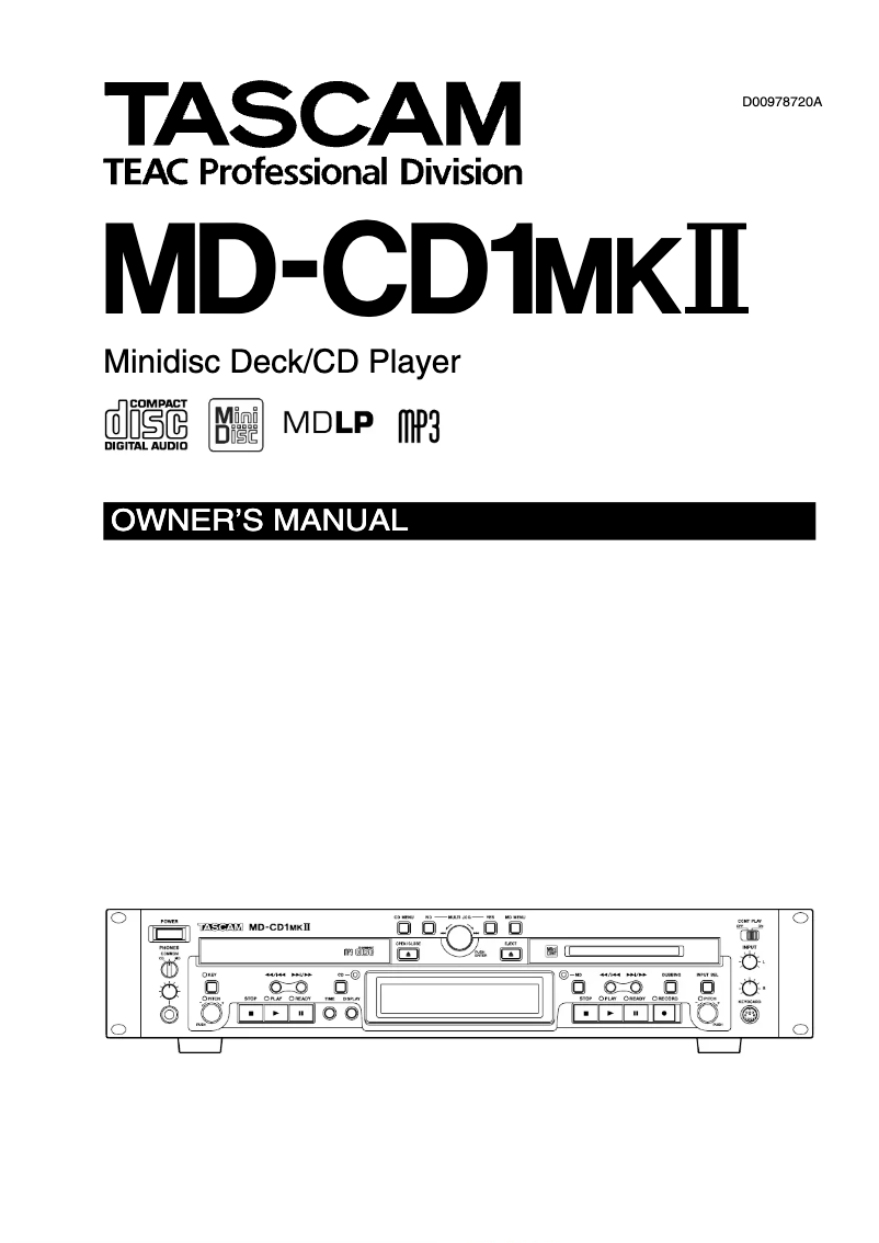 Página 1 del manual Manual de usuario Tascam MD-CD1MKII