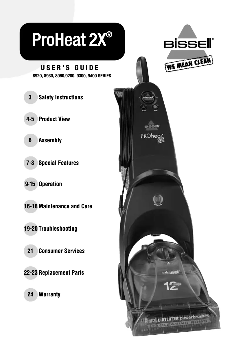 Page 1 de la notice Manuel utilisateur Bissell ProHeat 2X Revolution Pet